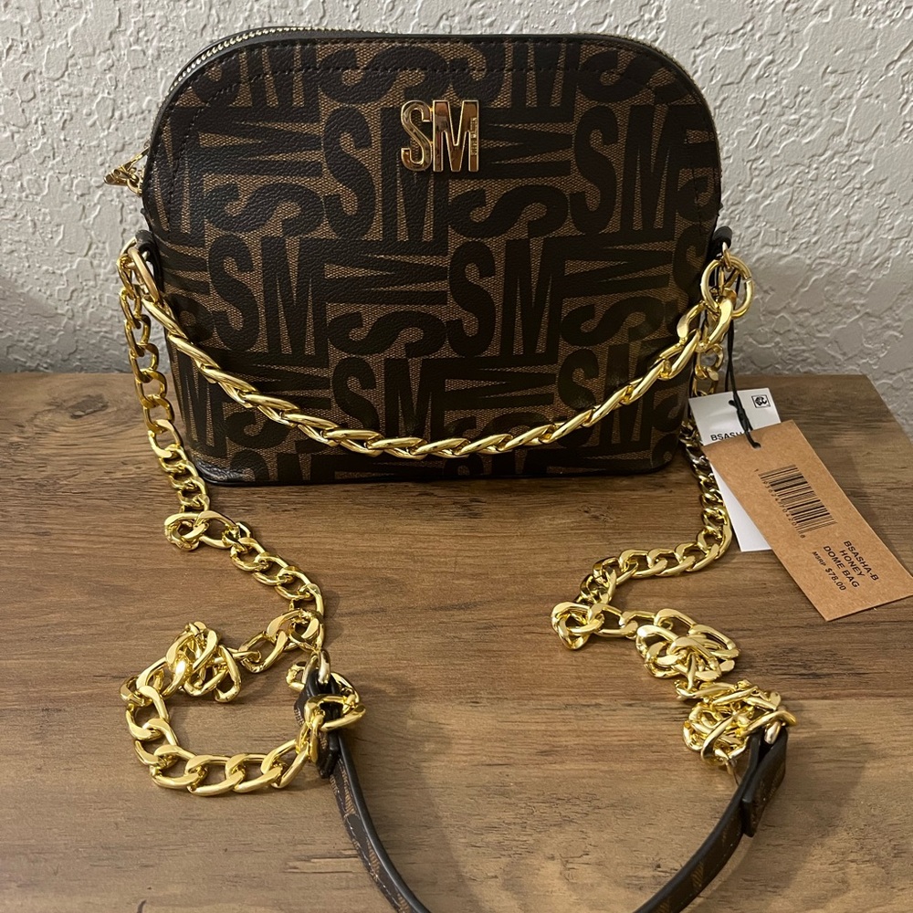 Steve Madden Black and Gold Crossbody Bag